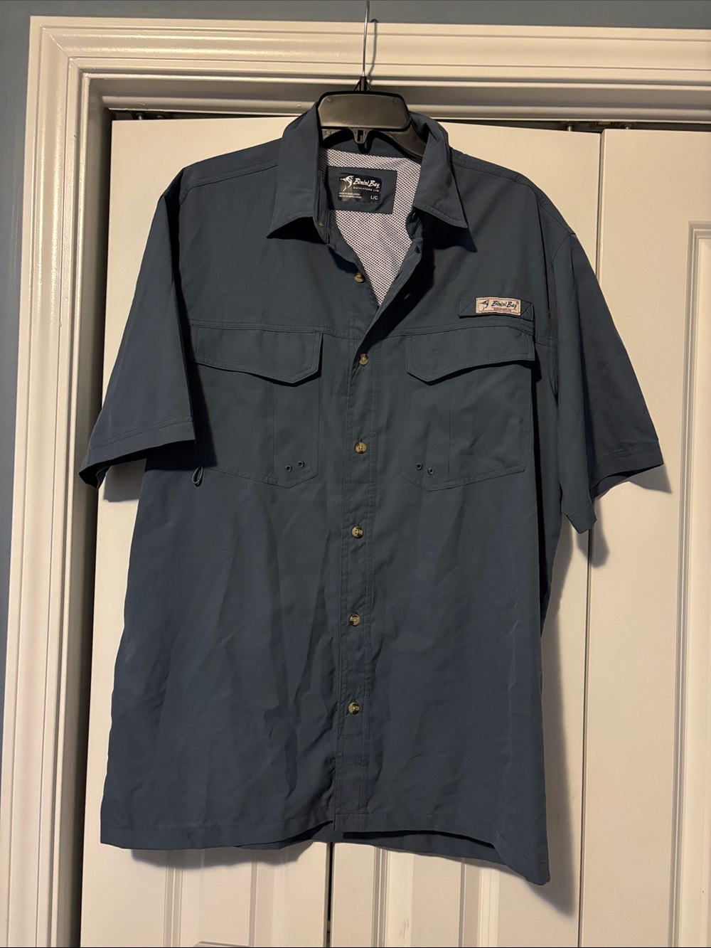 Bimini bay outfitters Short-Sleeve Button-Down Fishing Shirt in Slate Blue